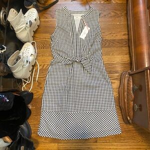 Vineyard vines Sleeveless Black & White Gingham Knot-Waist Dress